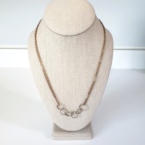 NEW Handmade Gold and Silver-Tone Rings Necklace - Picture 1 of 4